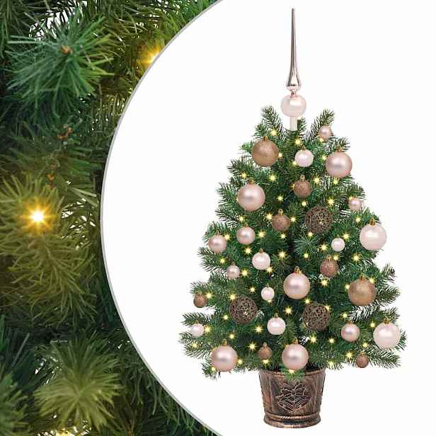 vidaXL Umělý vánoční stromeček s 150 LED diodami Zelená 75 cm PE a PVC