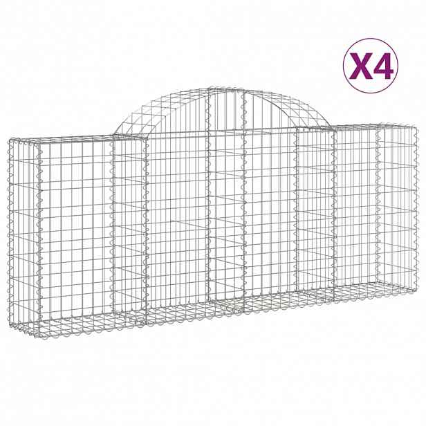 vidaXL Klenuté gabionové koše 4 ks 200x30x80/100 cm pozinkované železo