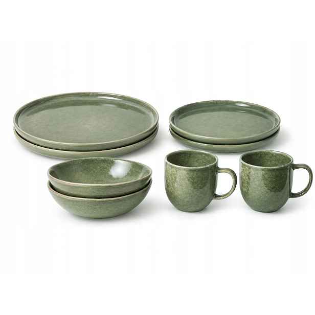 8dílná jídelní keramická sada Olive pro 2 osoby olivově zelená, Clay
