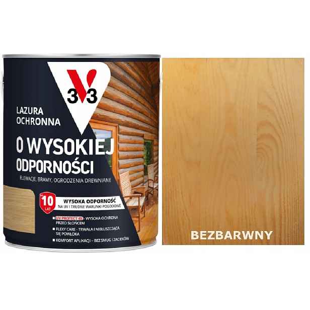 Lazura V33 Vysoká Odolnost Polský Klima 10 let Bezbarvý 5L
