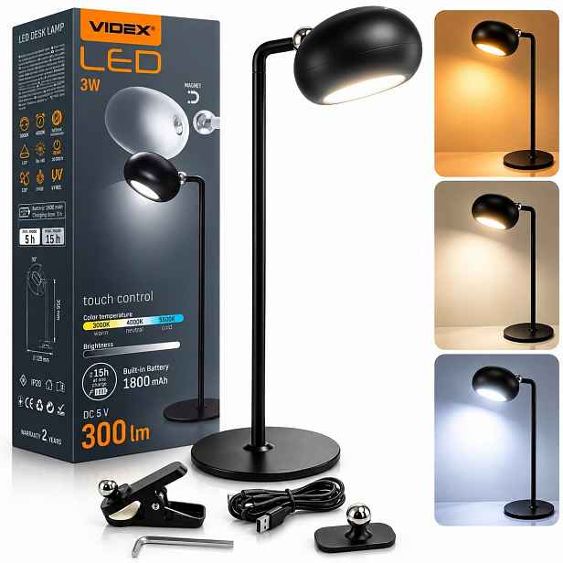 Led stolní lampička na psací stůl 300 lm pro výuku čtení, školní Noční, 3 barvy