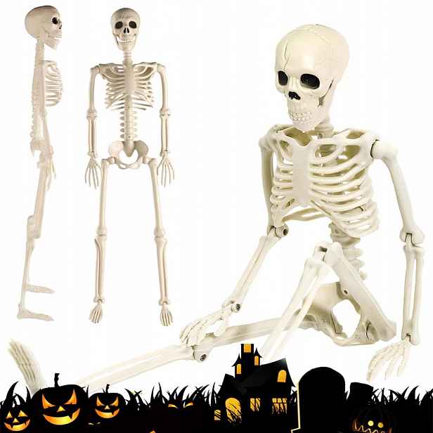 Pohyblivá Kostra Člověka 94 CM Pro Postavení Halloweenské Zahradní Ozdoby