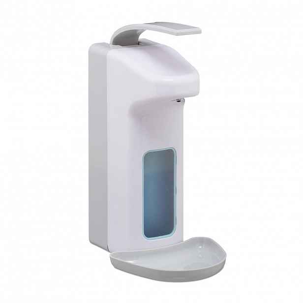 Relaxdays DÁVKOVAČ Bílá Šedá nástěnný na dezinfekci a mýdlo 1000 ml ABS