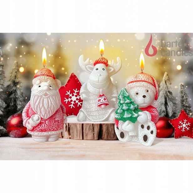 Svíčka MIX 12 Ks Display dekor Winter Friends vánoční Bartek Candles