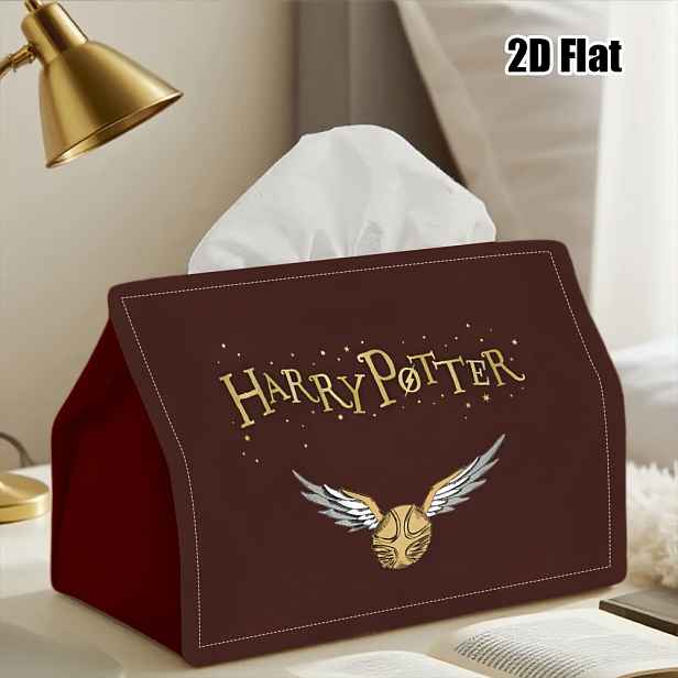 TEMU 2D plochá 1ks autorizovaná krabička na kapesníky Warner Bros. Sada Harry Potter, dávkovač ubrousků, opakovaně použitelný, denní organizér na
