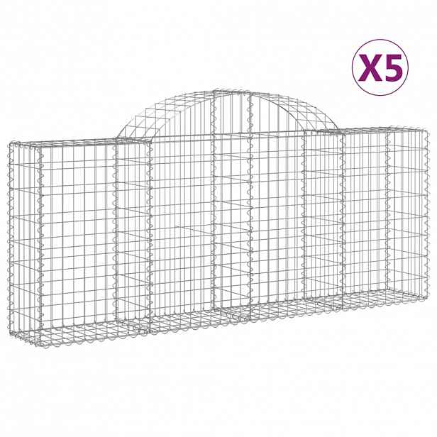 vidaXL Klenuté gabionové koše 5 ks 200x30x80/100 cm pozinkované železo