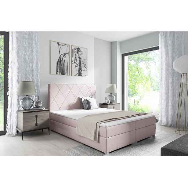 Čalouněná postel Melinda 180x200cm, růžová Jasmine HELCEL