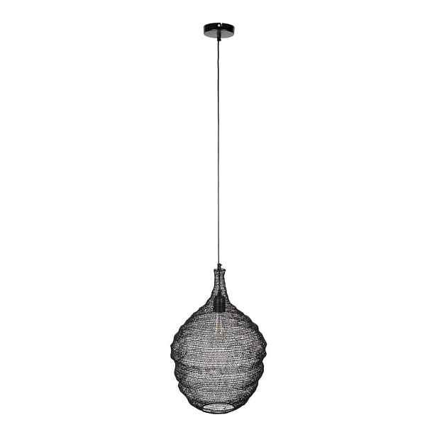 Černé závěsné svítidlo White Label Lena, ø 37 cm