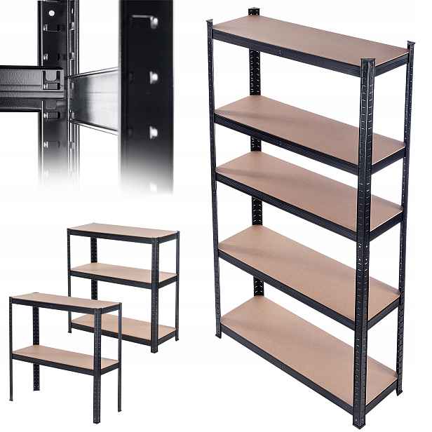 Kovový Regál 180x90x30 cm 875 Kg Skladový Garážový 5-ÚROVŇOVÝ Do Sklepa