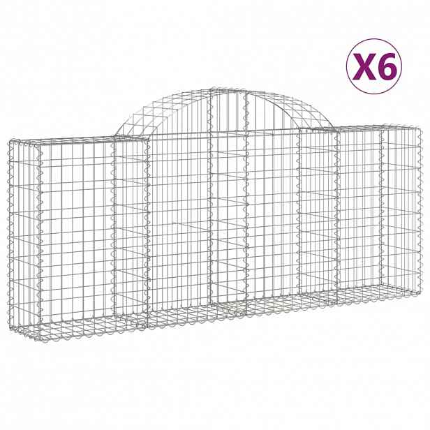 vidaXL Klenuté gabionové koše 6 ks 200x30x80/100 cm pozinkované železo