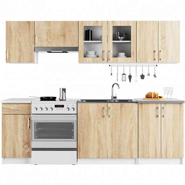 RAUMHIRSCH FURNITURE KUCHYŇSKÝ BLOK Bílá, dub Sonoma 203/240/44,5