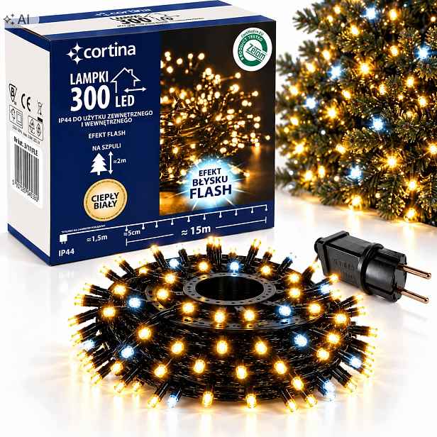 Vánoční Osvětlení Na Stromeček 300 Led Venkovní Vnitřní Vánoční Světla Flash Ww