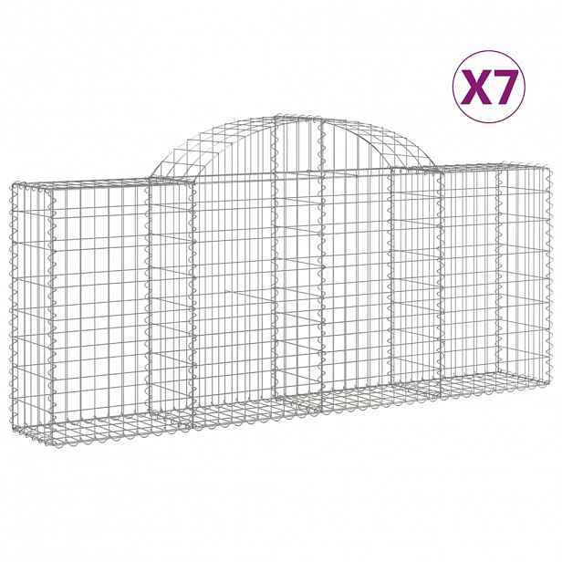 vidaXL Klenuté gabionové koše 7 ks 200x30x80/100 cm pozinkované železo