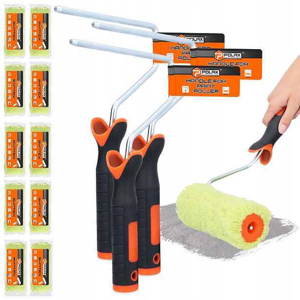 10x Malířský Váleček 18cm Zásoba Váleček Sada Malování 3x Rukojeť Válce U H0-P