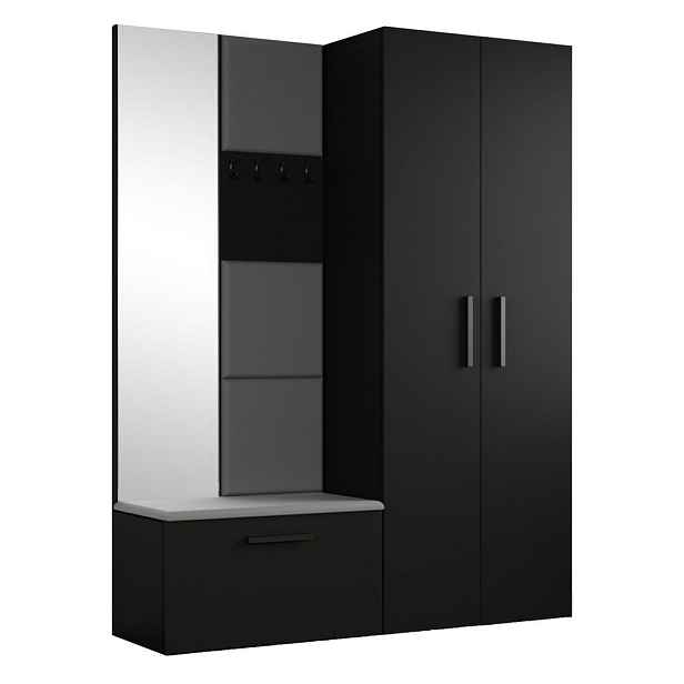 MASSENO MODERNÍ PŘEDSÍŇOVÁ SESTAVA MODULO, 160,6/204/40 cm, černá