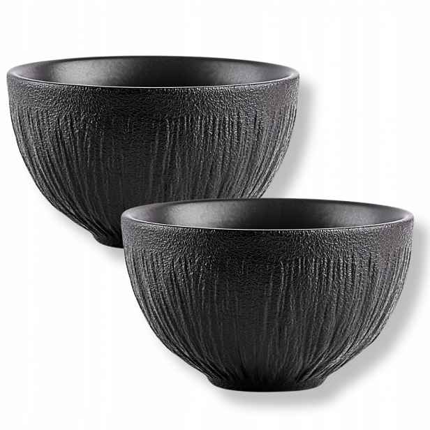 Miska salátová mísa kulatá Wilmax 1000 ml, černý porcelán s imitací kamene