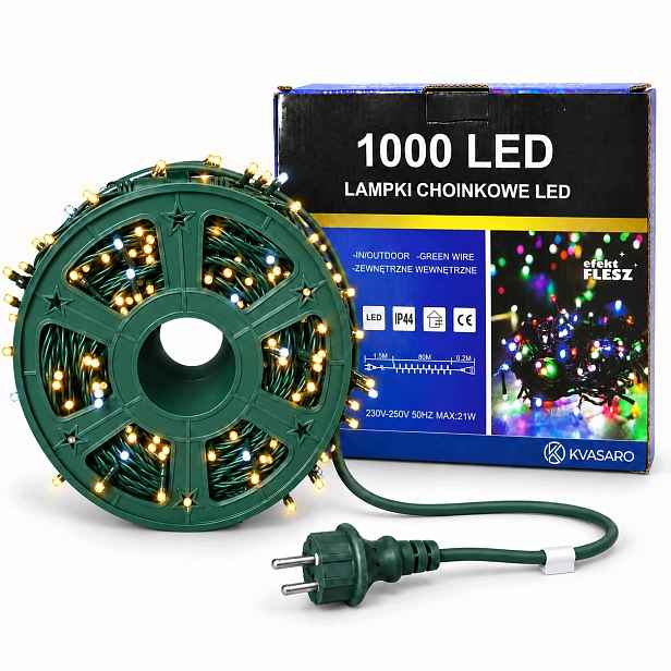 Vánoční Osvětlení Na Stromeček 1000LED Venkovní Girlanda IP44 Bílá Teplá+flash 80 M