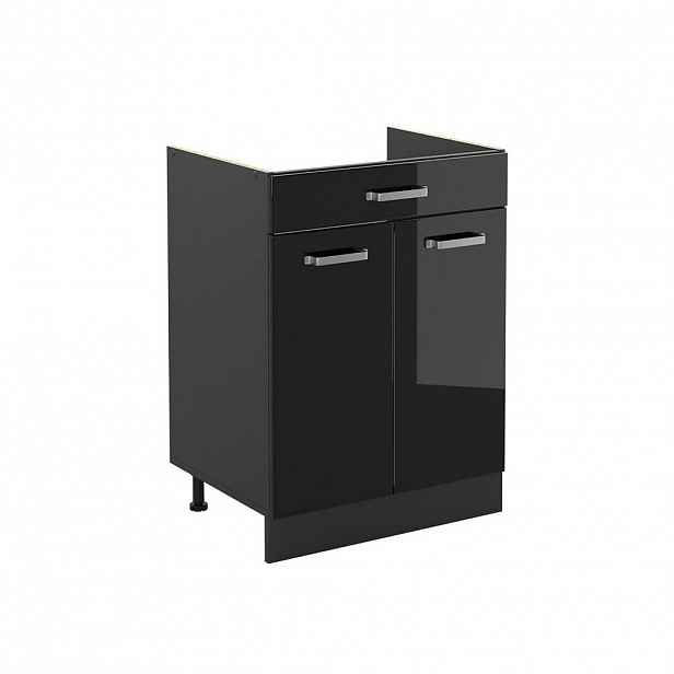 Vicco SPODNÍ SKŘÍŇKA KUCHYŇSKÉ LINKY R-Line, Černý vysoký lesk/Antracit, 60 cm se zásuvkou bez pracovní desky
