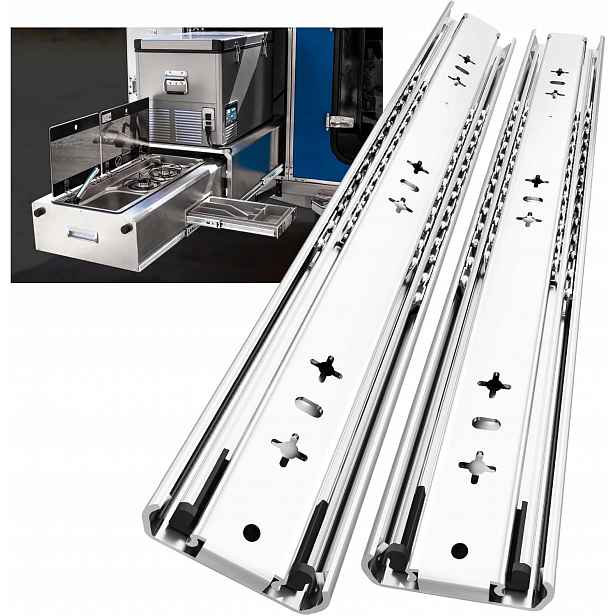 Aolisheng 5 párů vodítek pro zásuvky 550 mm, nosnost 45 kg, stříbrné vodítka