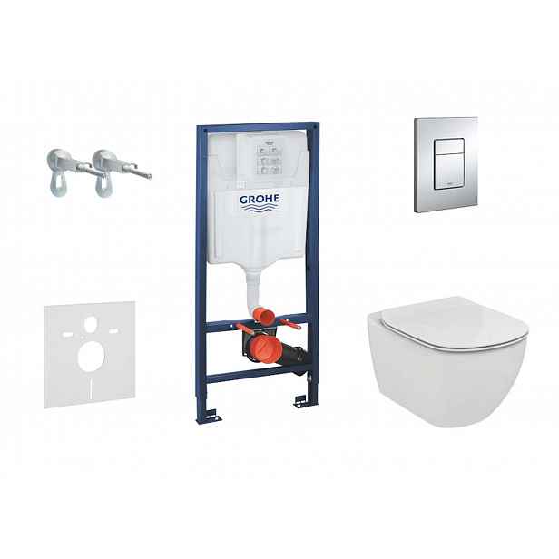 Grohe Rapid SL - Set předstěnové instalace, klozetu a sedátka Ideal Standard, Aquablade, SoftClose tlačítka Skate Cosmo, chrom 38528SET-KU