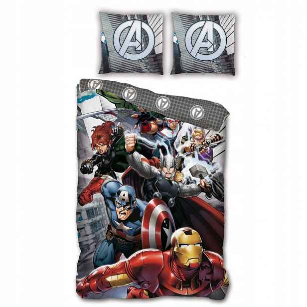 Povlečení Iron Man Hulk pro dítě 140x200 Avenger šedé Marvel
