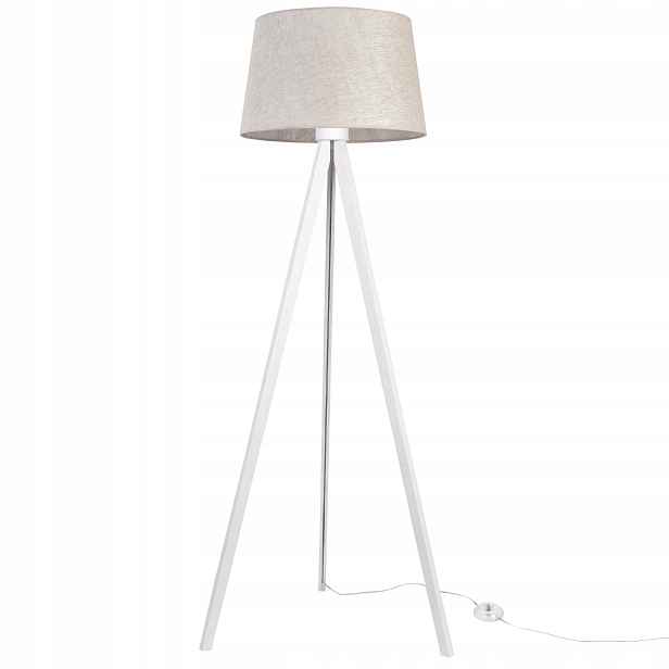 Stojací lampa trojnožková s lněným stínítkem do ložnice, výroba Pl