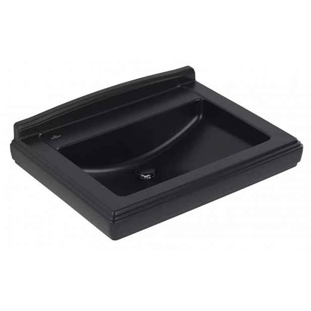 Villeroy & Boch Hommage - Umyvadlo 75x58 cm, s přepadem, 3 otvory pro baterii, CeramicPlus, Pure Black 7101A1R7