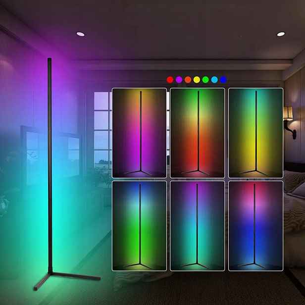 Podlahová Rohová Stojací Led Lampa Rgb 160 CM Dálkový Ovladač, Aplikace Bluetooth
