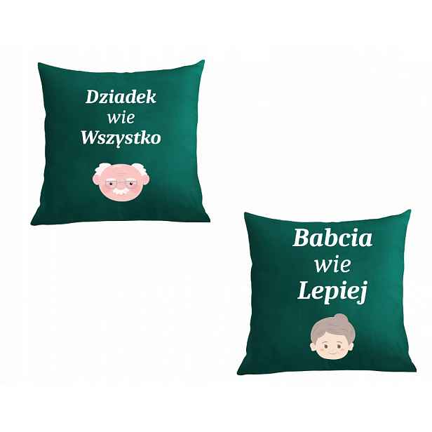 Dvě Polštáře povlak Dárek Dědeček ví všechno, babička ví lépe