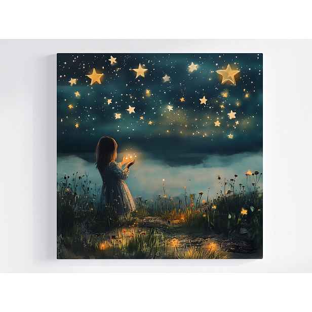 Obraz Na Plátně Canvas Dívka Dítě Noc Nebe Hvězdy Sen 50x50