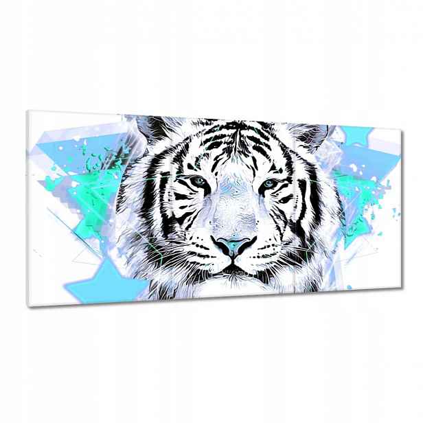Obrazy 120x60 Tygr hvězdičky tyrkysová