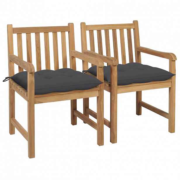vidaXL Zahradní židle 2 ks antracitové podušky masivní teak