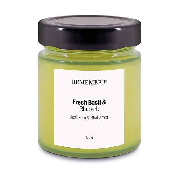 Vonná sojová svíčka doba hoření 35 h Fresh Basil & Rhubarb – Remember
