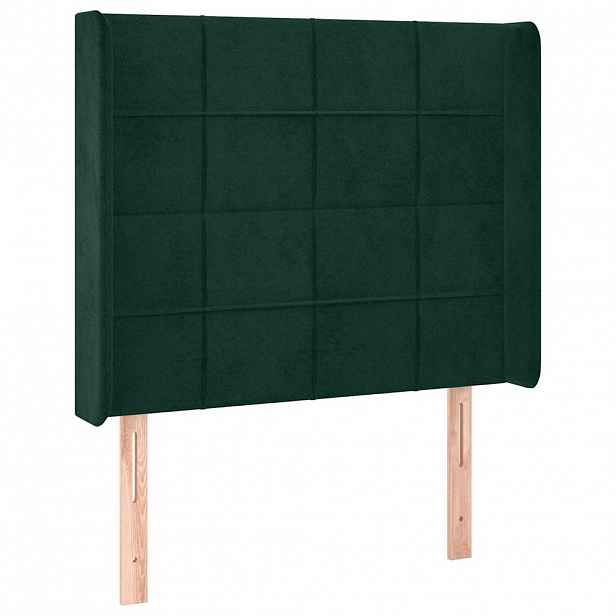 vidaXL Čelo postele typu ušák tmavě zelené 83x16x118/128 cm samet