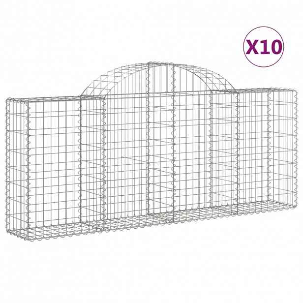 vidaXL Klenuté gabionové koše 10ks 200x30x80/100 cm pozinkované železo