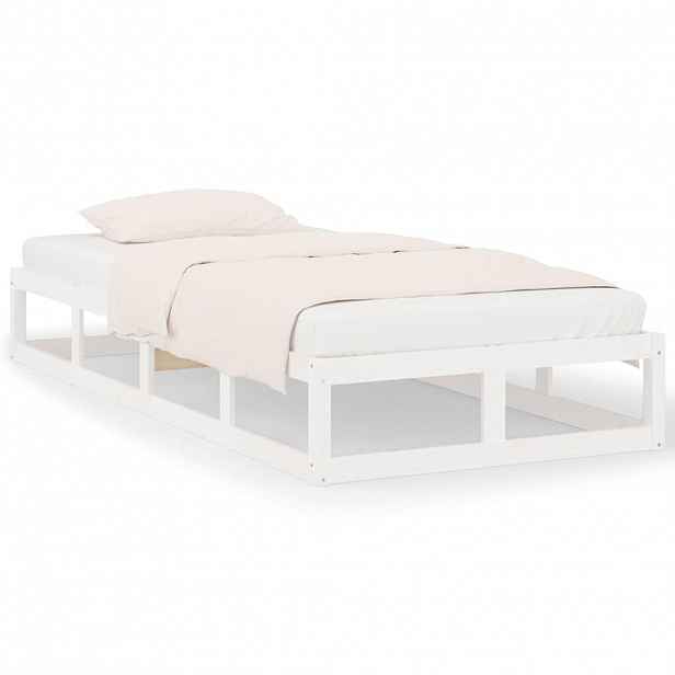 vidaXL Rám postele bílý 75 x 190 cm Small Single masivní dřevo