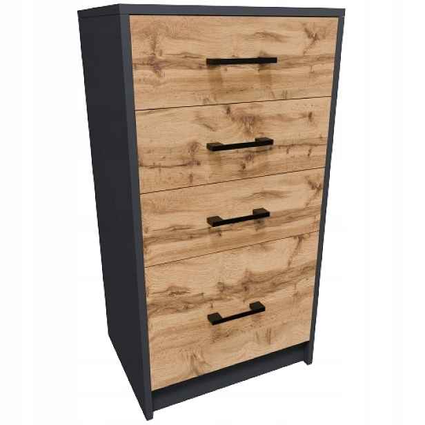 Komoda skříňka 45 cm 4S Grafit-wotan 4 zásuvky regál sloupek antracit Rob
