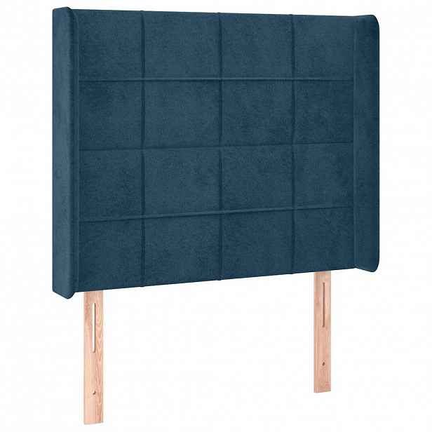 vidaXL Čelo postele typu ušák tmavě modrá 83x16x118/128 cm samet