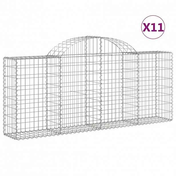vidaXL Klenuté gabionové koše 11ks 200x30x80/100 cm pozinkované železo