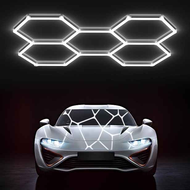 Led lampa Hexagon Panel Osvětlení Dílna Garáž Dům 220x152 cm 6500K