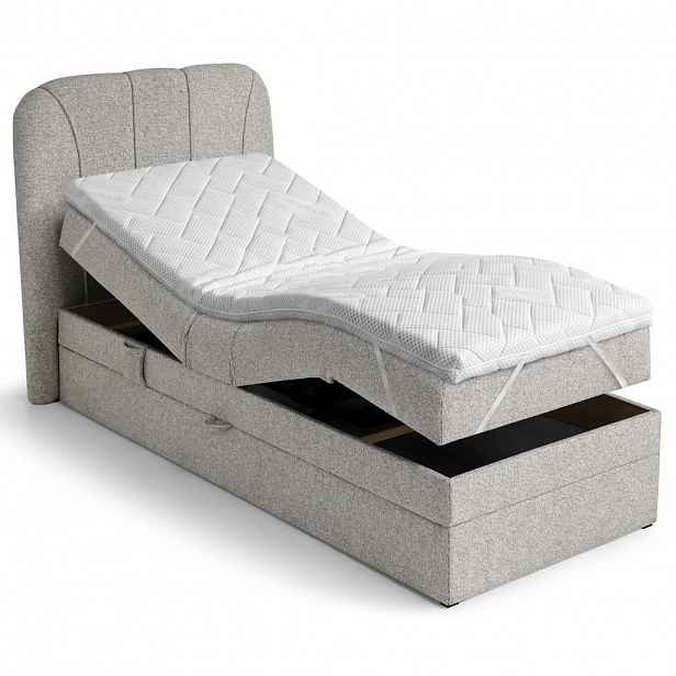 Beautysofa BOXSPRINGOVÁ POSTEL Romeo, jednolůžko s elektrickým polohováním matrace, 90x200 cm, béžová