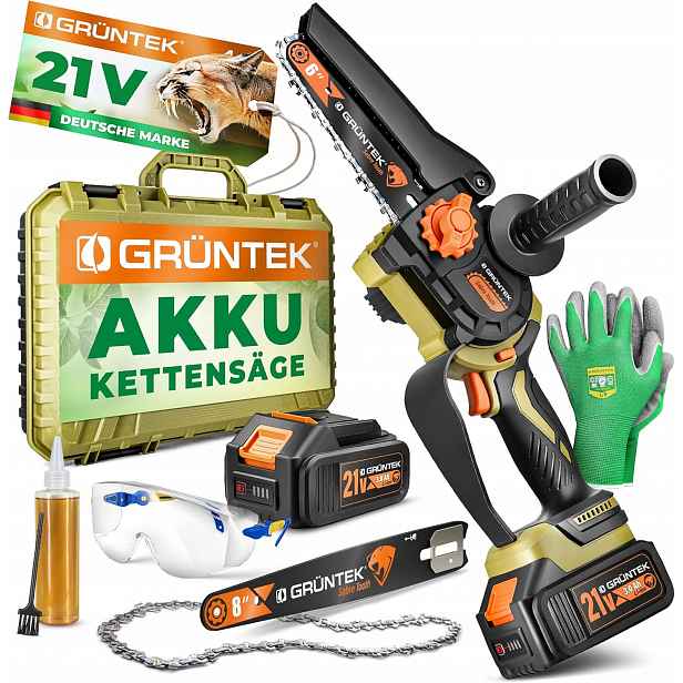 Řetězová pila mini akumulátorová 6" 8" sada bezuhlíková Gruntek S&r