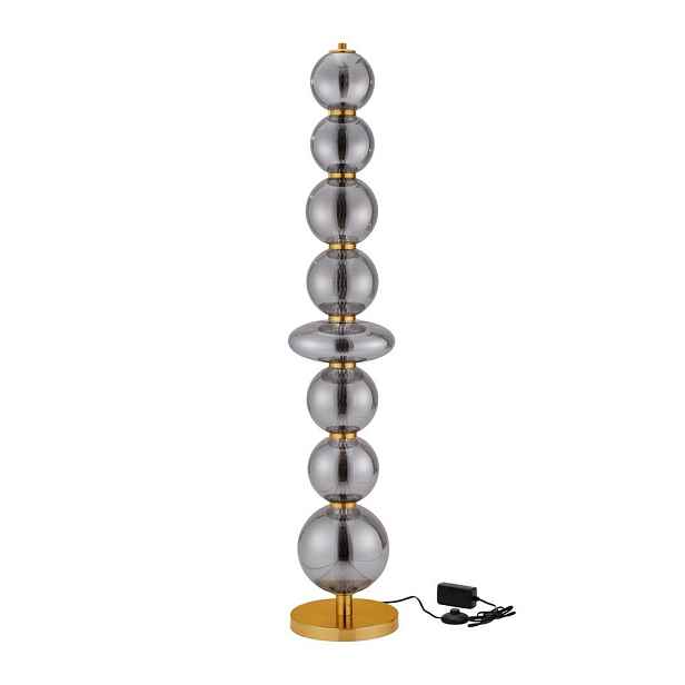 Šedá kovová LED stmívatelná stojací lampa se skleněným stínidlem (výška 140 cm) Navi – Nova Luce
