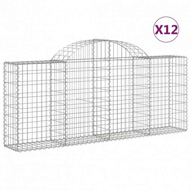 vidaXL Klenuté gabionové koše 12ks 200x30x80/100 cm pozinkované železo