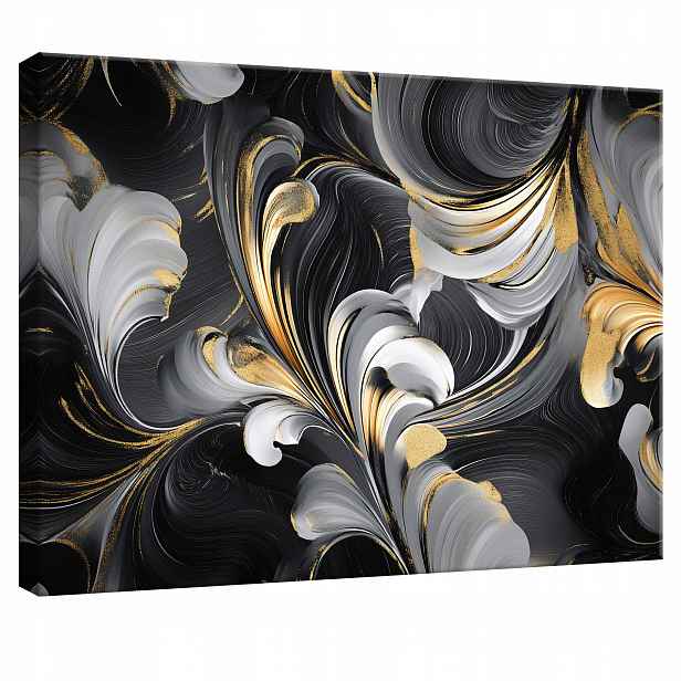 Obraz Mramor Glamour Abstrakce Zlato Černý Moderní Koupelna 120x80