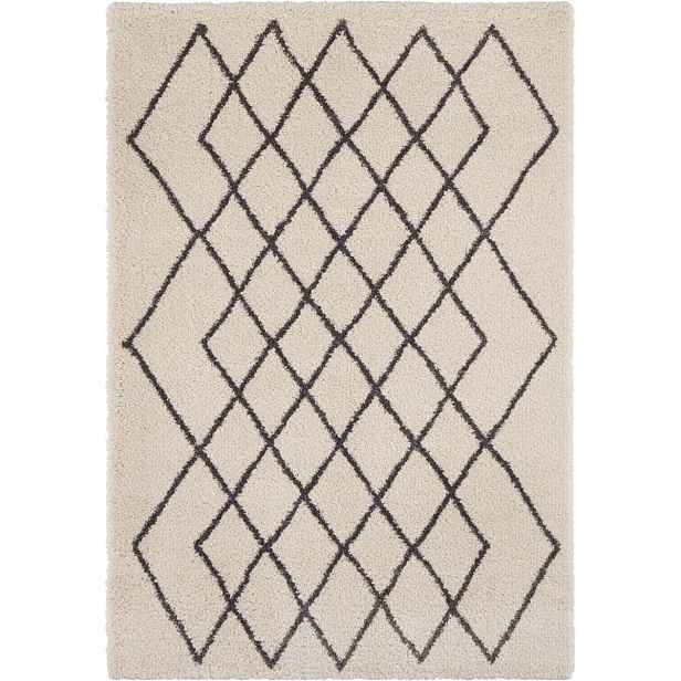 Šedo krémový hrubý koberec typu shaggy do obývacího pokoje, vzor boho 200 x 290 cm