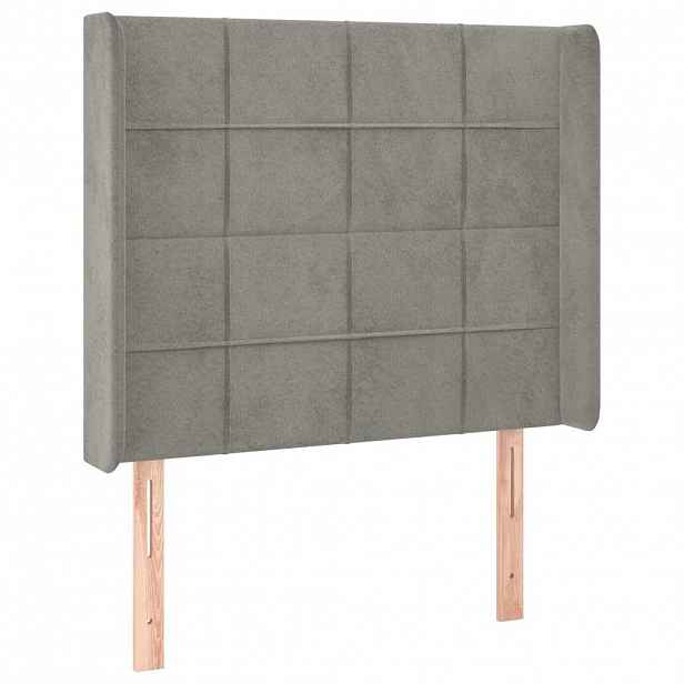 vidaXL Čelo postele typu ušák světle šedé 93x16x118/128 cm samet