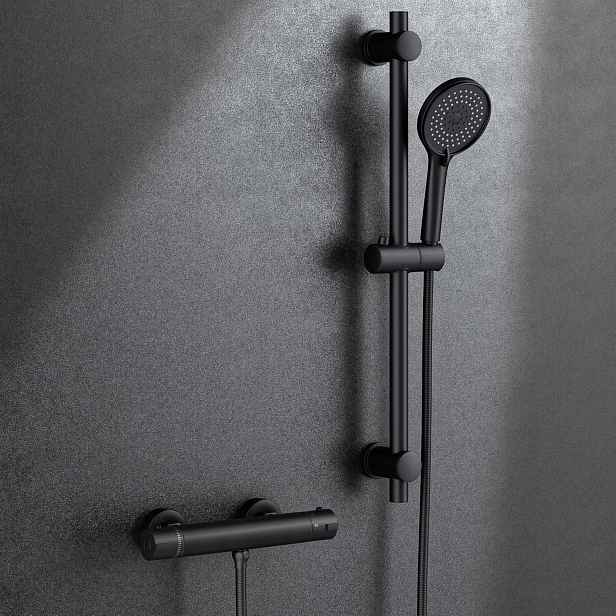Černý směšovač 70 cm regulovatelný termostatický sprchový GB257