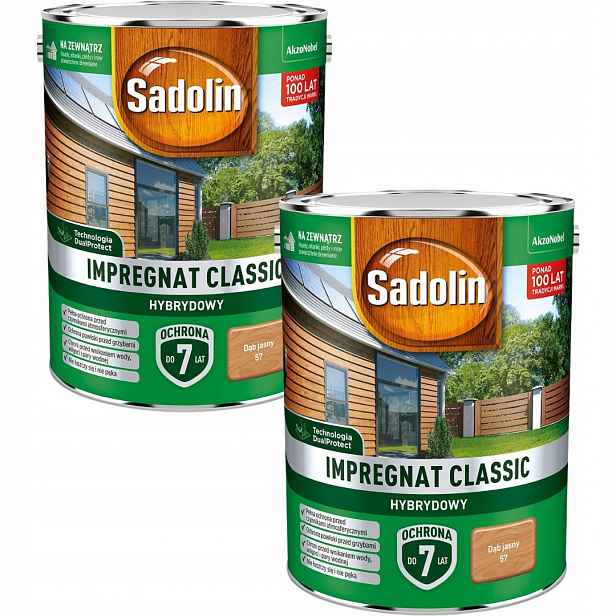 Set Sadolin Classic 2x4,5L Hybridní Impregnat Na Dřevo Dub Světlý 9L