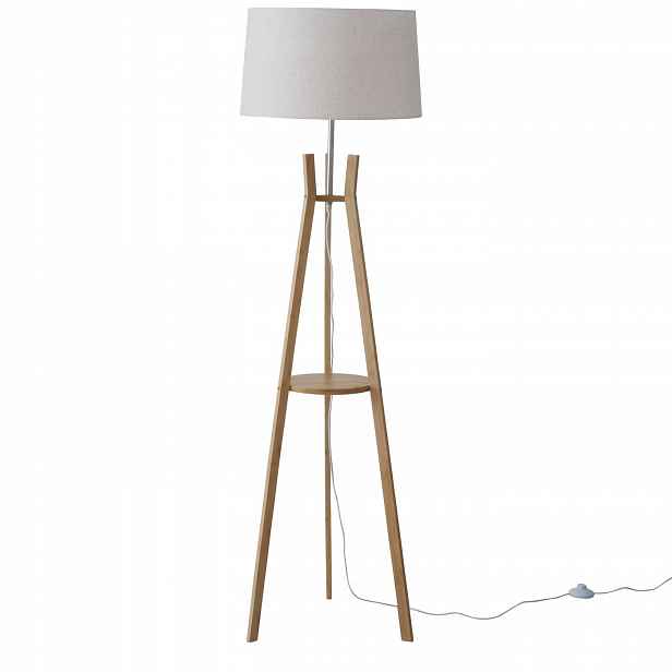 Stojací lampa Aval, stínitko z látky imitující len, 153 cm